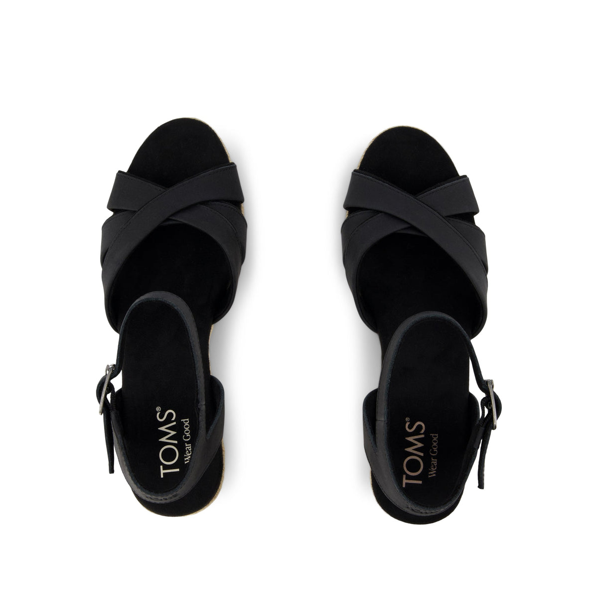 Majorca Rope Strappy Platform Sandal - Black Leather Top View