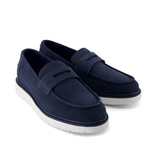 Navi TRVL LITE Havana Loafer - Navy Suede Front View