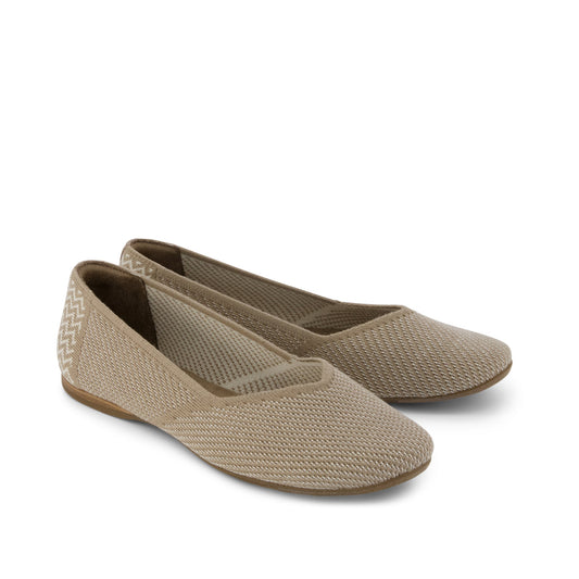 Gemma Flat - Dune Brown Engineered Knit Front View