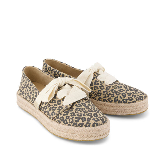 Carolina Lace-Up Espadrille - Natural Leopard Print (Spots) Front View