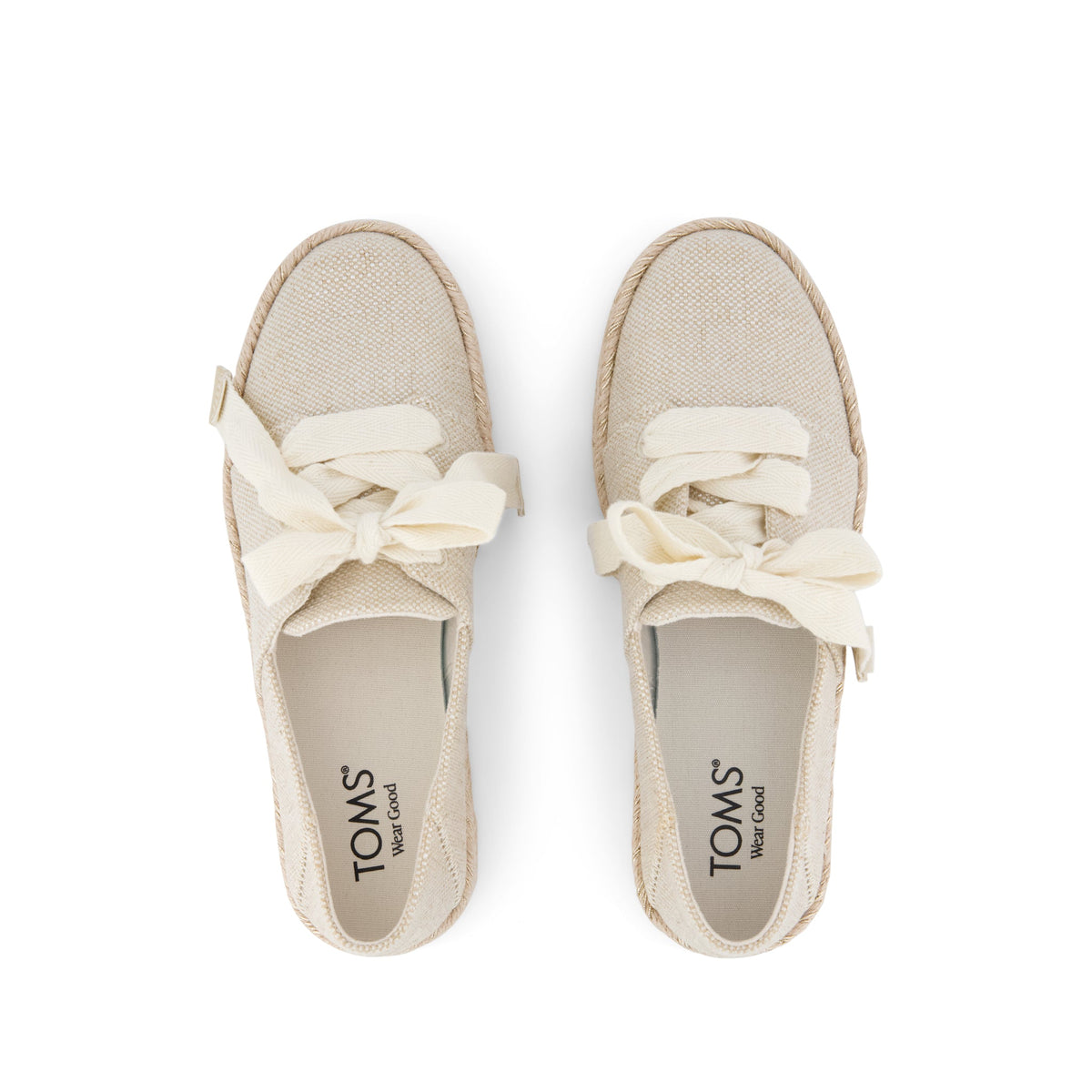 Carolina Lace-Up Espadrille - Champagne Glimmer Canvas Top View