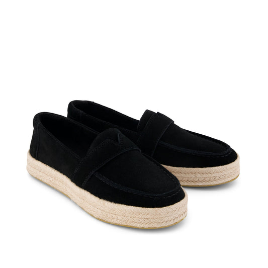 Blakely Loafer Espadrille - Black Suede Front View
