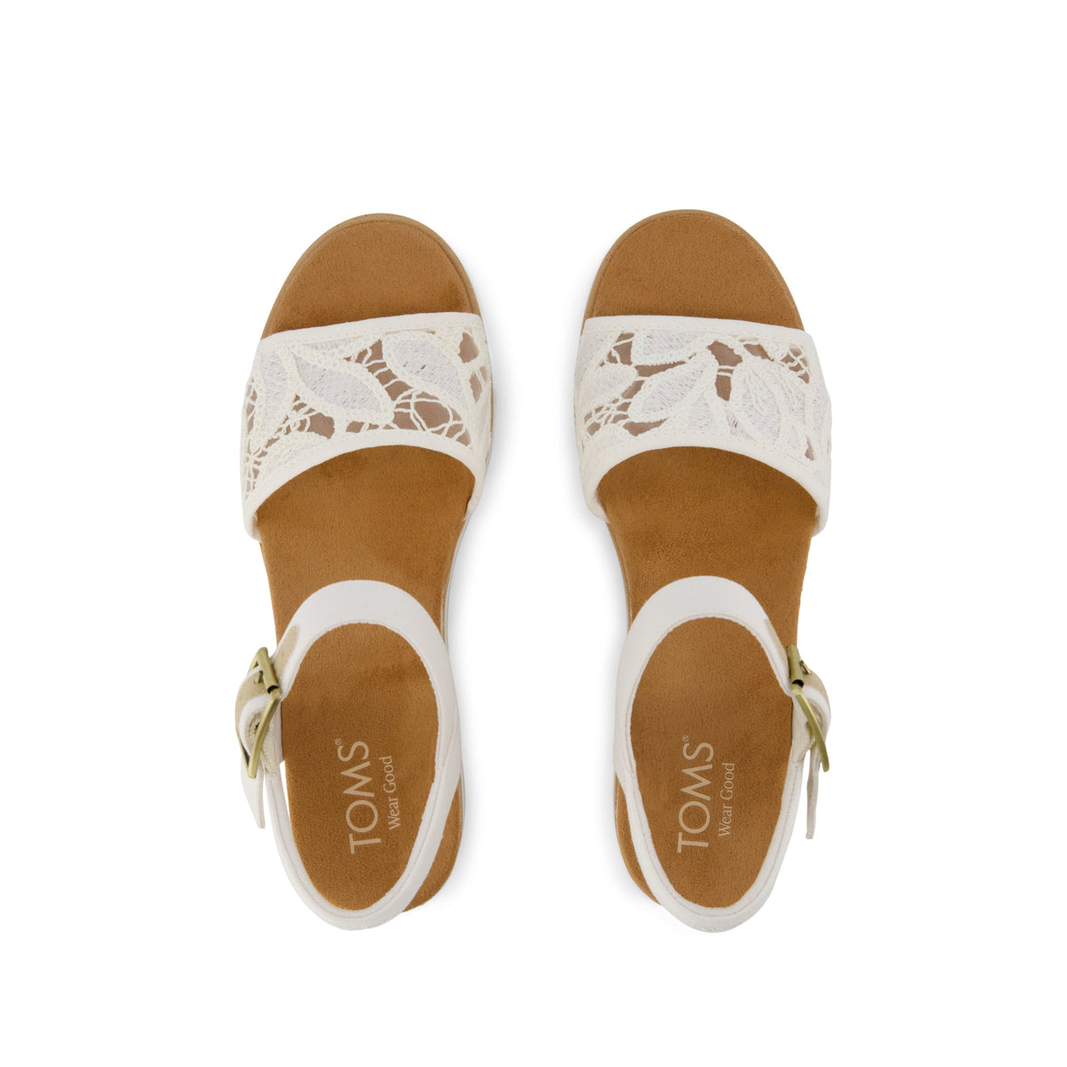 Diana Wedge Sandal - Natural Floral Crochet Top View