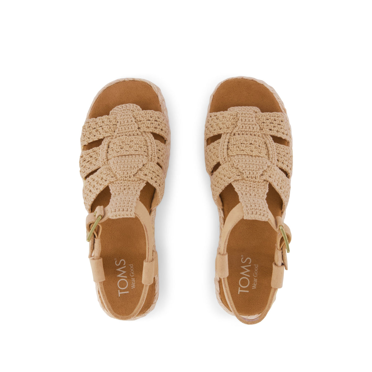 Jac Fisherman Sandal - Caramel Crochet Top View