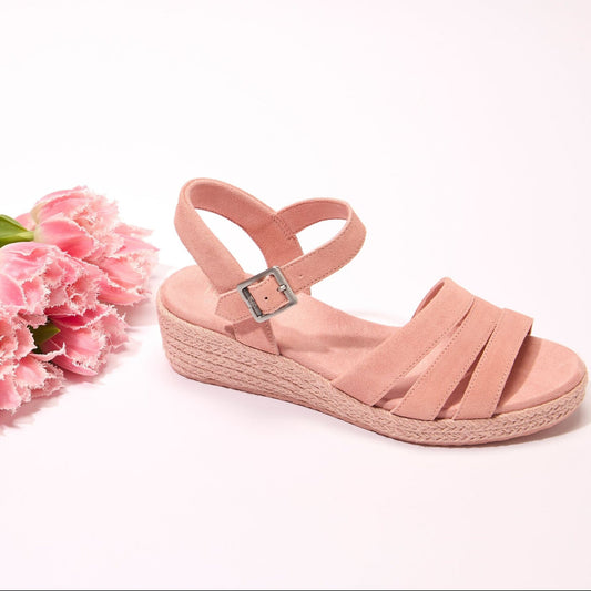 Laydown image of the bloom espadrille Julia wedge