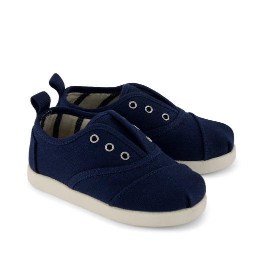 Cordones Plus Toddler Sneaker - Navy Canvas Front View