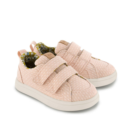 Cruz Double Strap Toddler Sneaker - Bloom Chambray Dot Front View