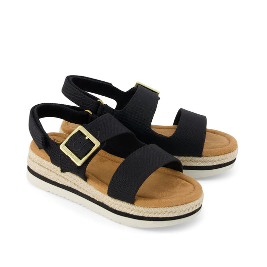 Giana Kids Sandal - Black Canvas Front View