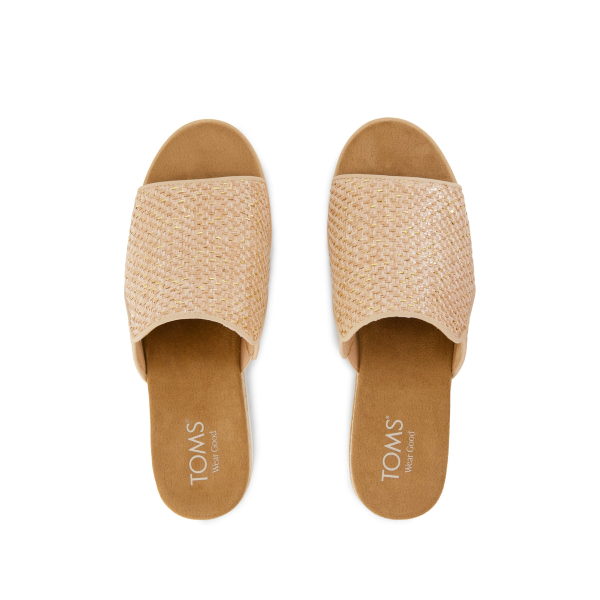 Diana Mule Wedge Sandal - Natural Metallic Raffia Top View