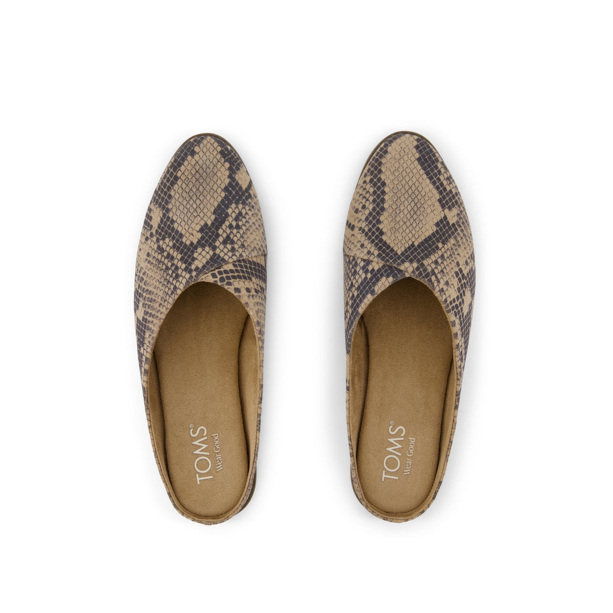 Amelia Mule - Taupe Snake Print Suede Top View