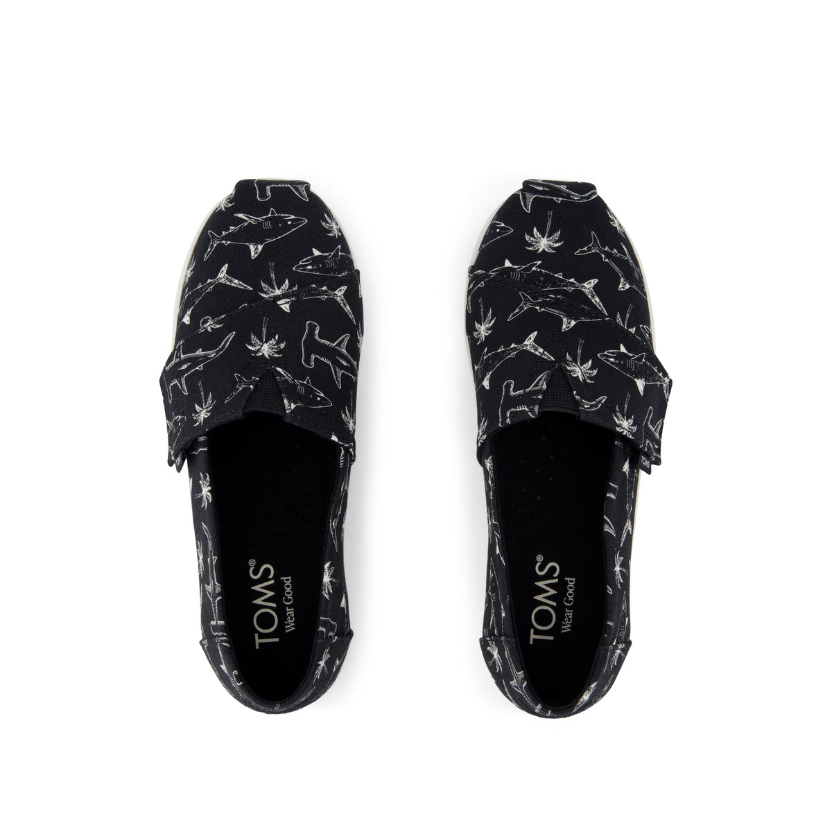Alpargata Classic Kids Shoe - Black Shark Print Top View