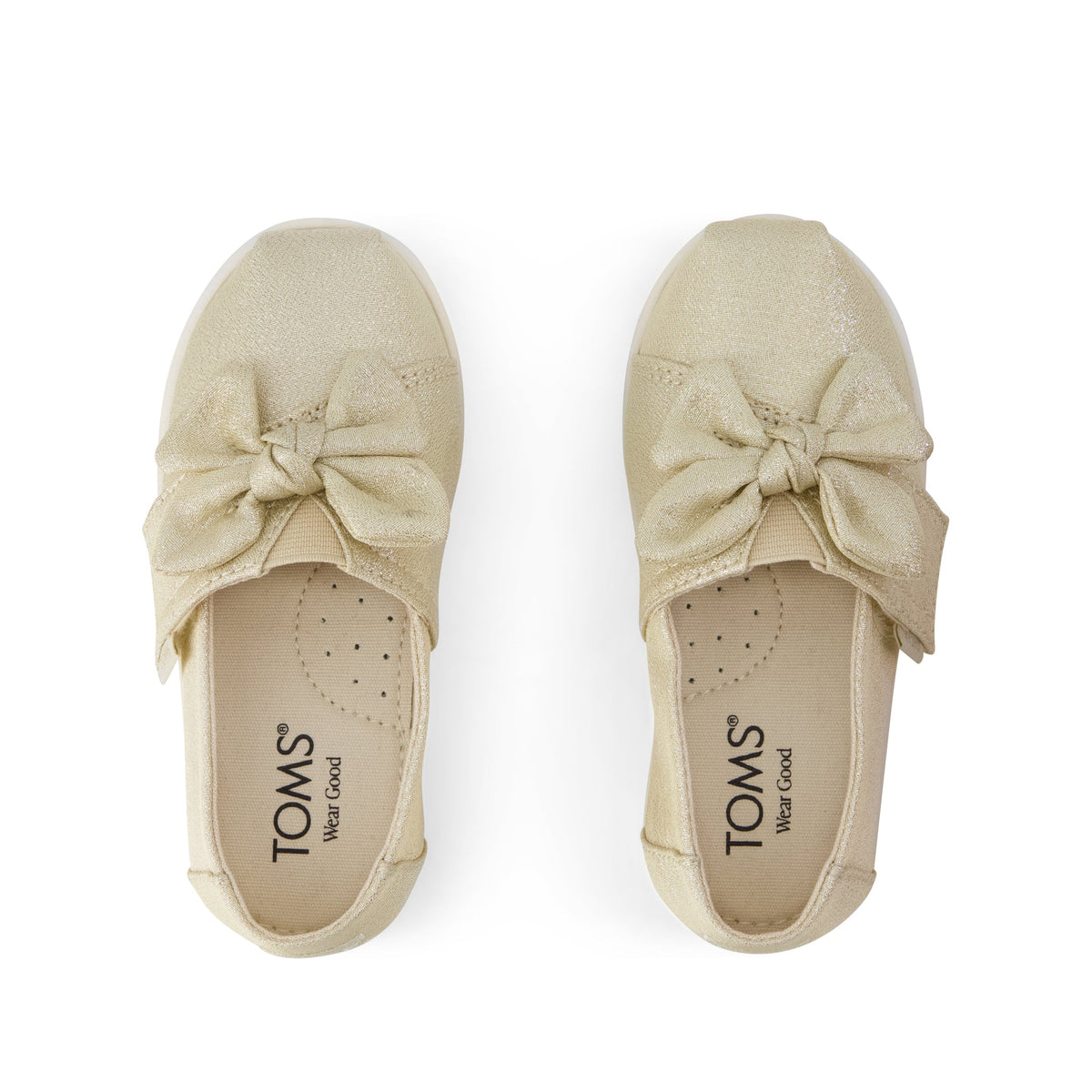 Alpargata Classic Toddler Shoe - Champagne Soft Shimmer with Bow Top View