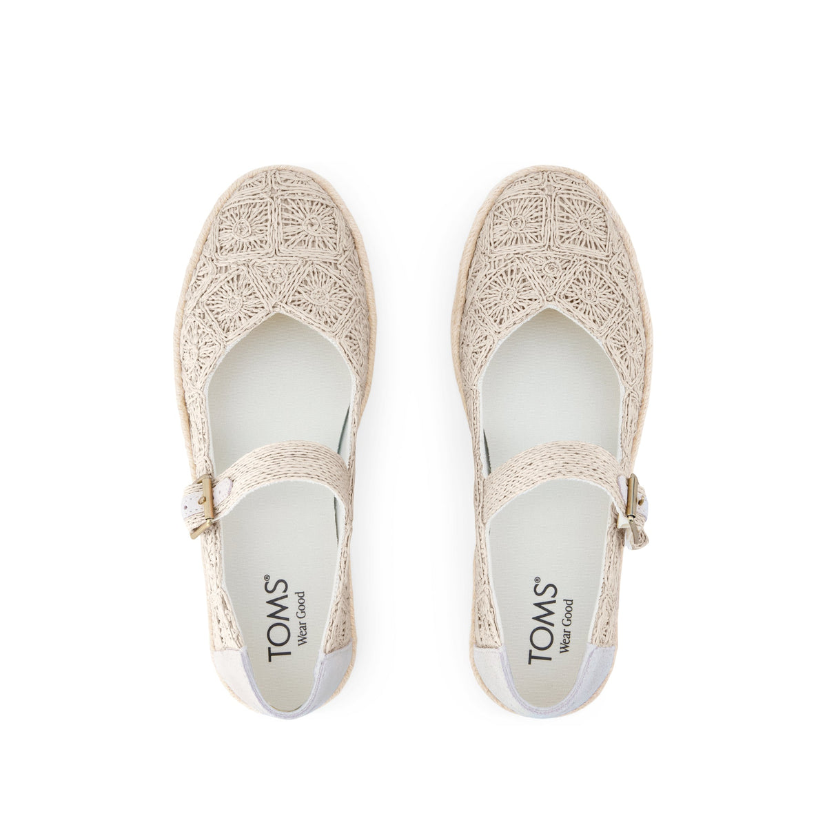 Carolina Mary Jane Espadrille - Undyed Floral Raffia Top View