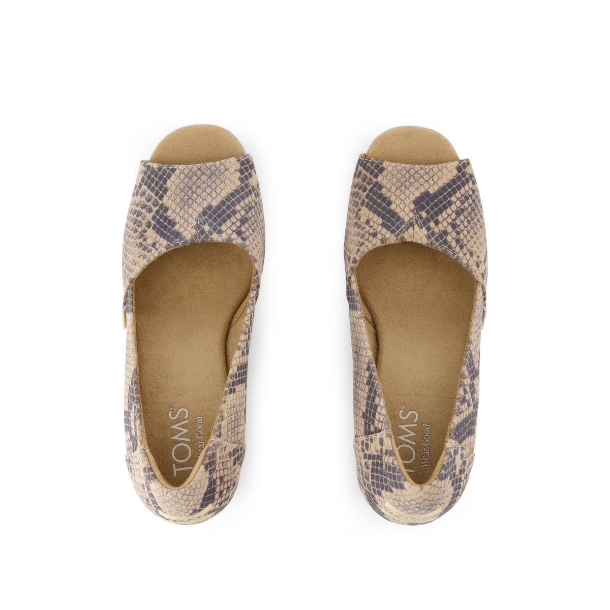 Essential Wedge - Taupe Snake Print Suede Top View