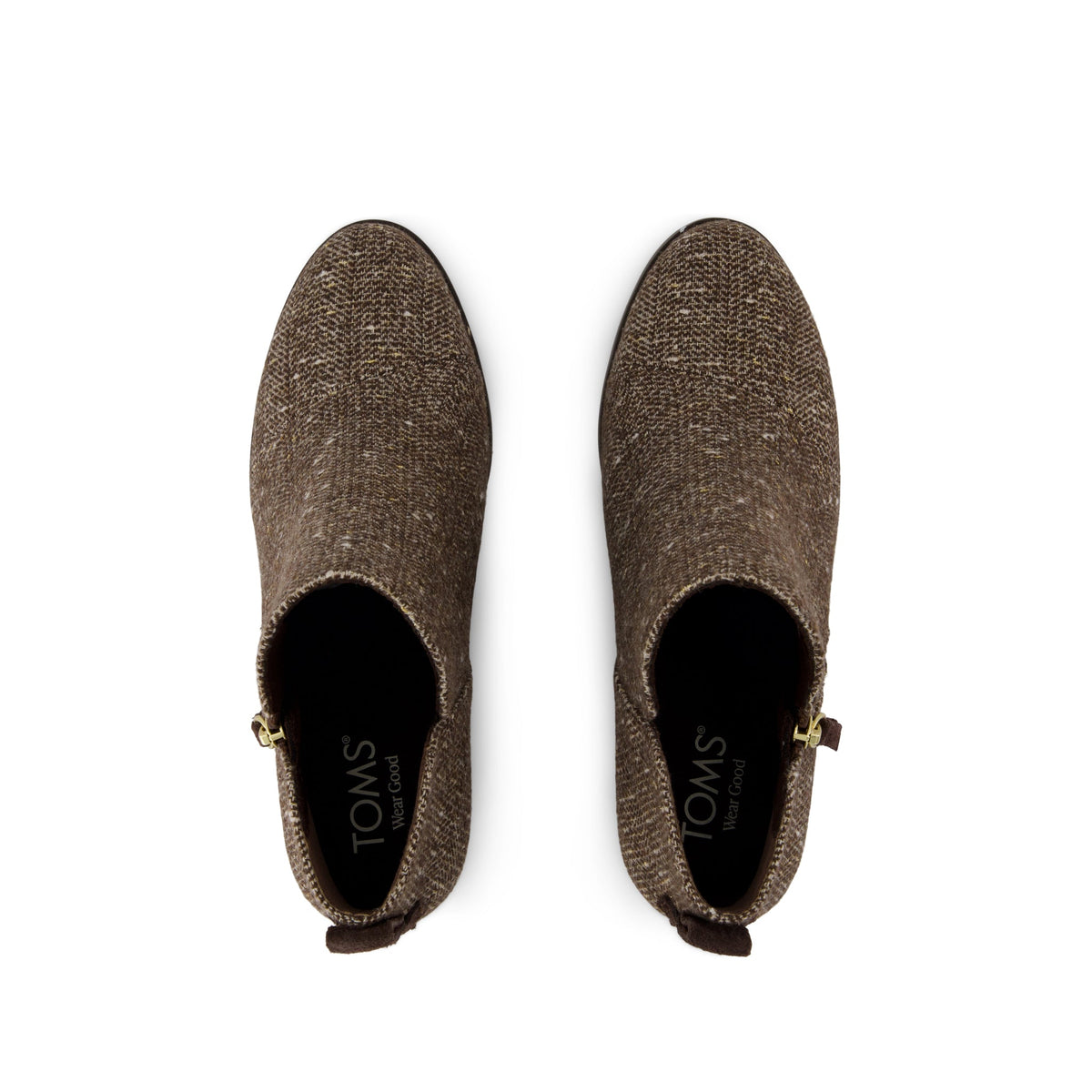 Goldie Wedge Ankle Bootie - Metallic Twill Chocolate Brown Top View