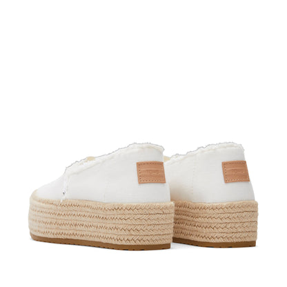 Valencia White Canvas Platform Espadrille Back View