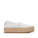 Valencia White Canvas Platform Espadrille Side View