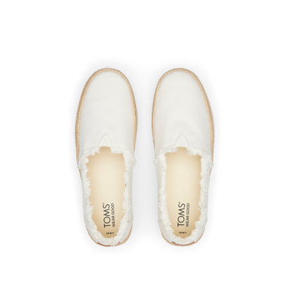 Valencia White Canvas Platform Espadrille Top View