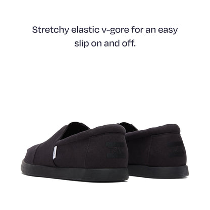 alp fwd back heel shot - stretchy elastic v gore for an easy slip on and off