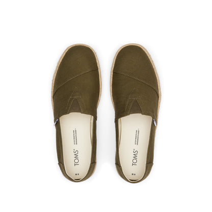 Alpargata Rope 2.0 Espadrille - Olive Recycled Cotton Slubby Woven Top View