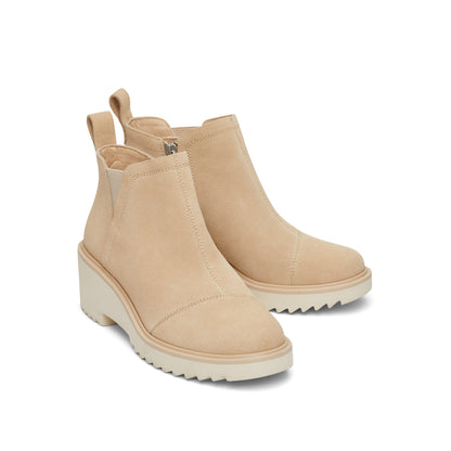 Maude Oatmeal Suede Wedge Boot Front View