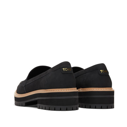 Cara Black Leather Loafer Back View