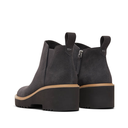 Maude Forged Iron Suede Wedge Boot Back View