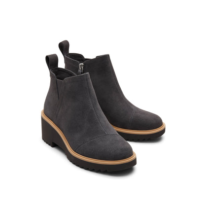 Maude Forged Iron Suede Wedge Boot Front View