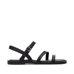 Kira Black Leather Strappy Sandal Side View