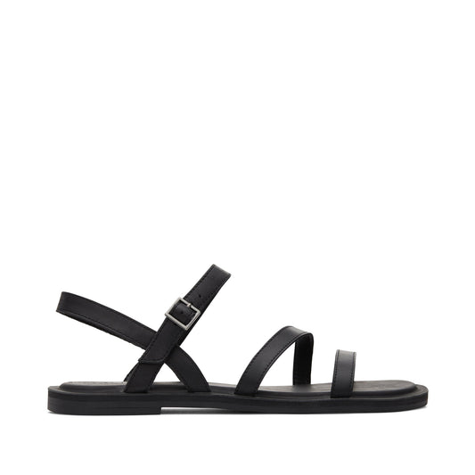 Kira Black Leather Strappy Sandal Side View