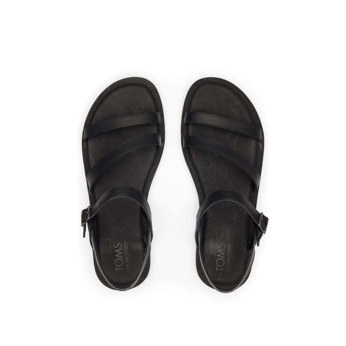 Kira Black Leather Strappy Sandal Top View