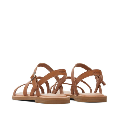 Kira Tan Leather Strappy Sandal Back View