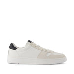 TRVL LITE Court White and Black Leather Sneaker Side View
