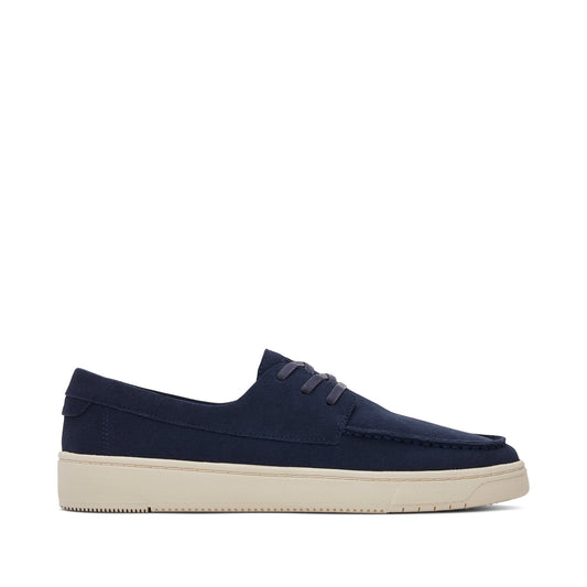 TRVL LITE London Navy Suede Loafer Side View