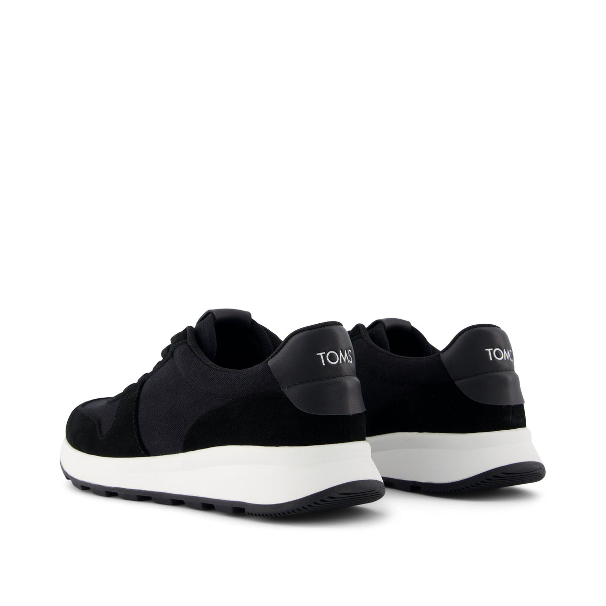 TRVL Lite Retro Runner Black Suede Water Repellent Sneaker Back View