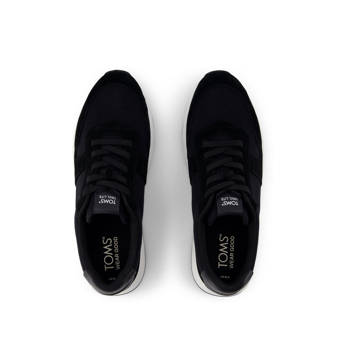 TRVL Lite Retro Runner Black Suede Water Repellent Sneaker Top View
