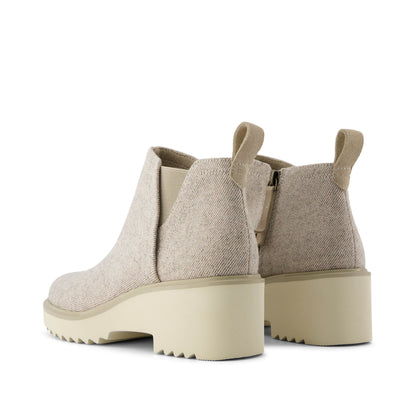 Maude Natural Shimmer Twill Wedge Boot Back View