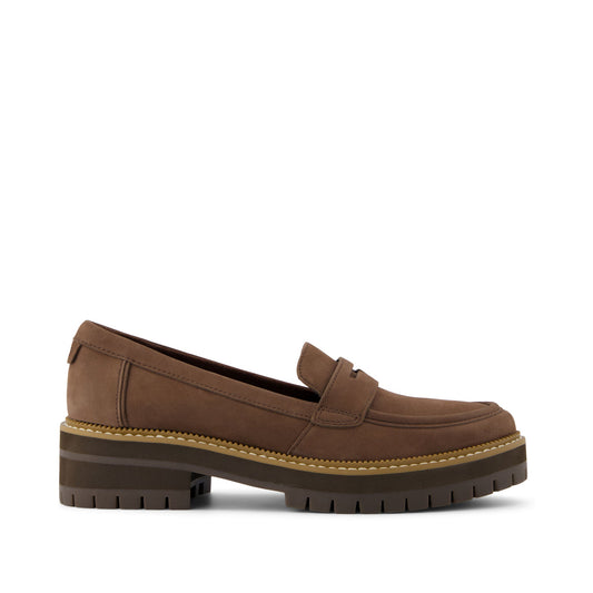Cara Dark Brown Leather Loafer Side View