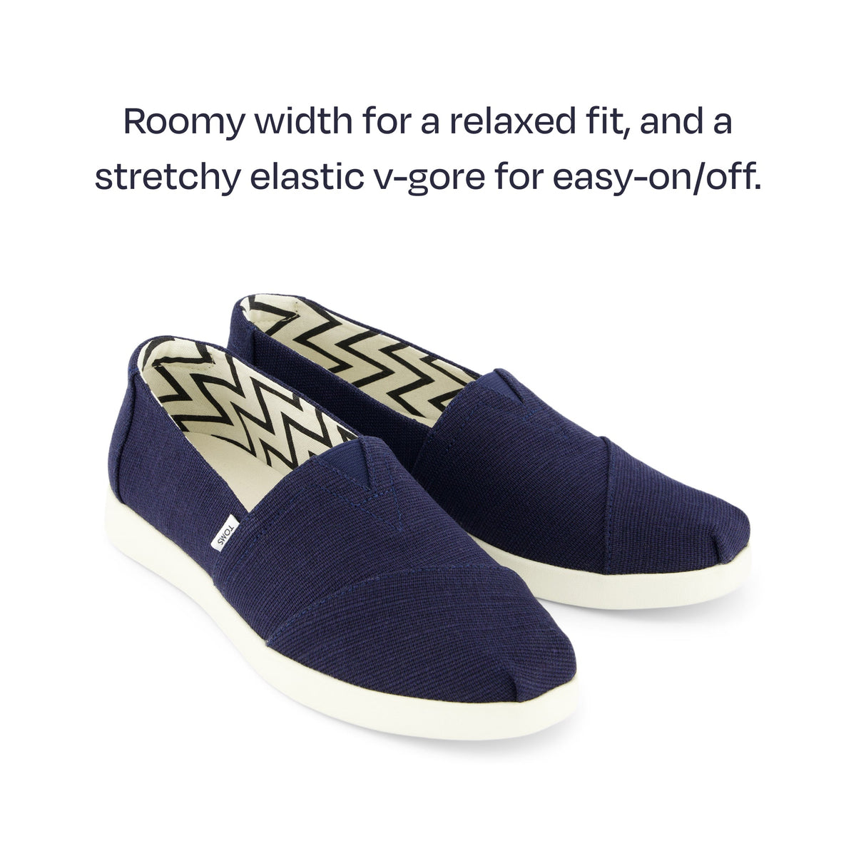 alpargata plus - roomy width for a relaxed fit, and a stretchy elastic v-gore for easy on/off.