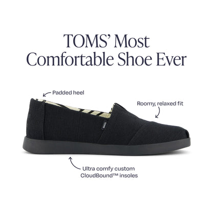 toms alpargata plus in black canvas features and benefits information