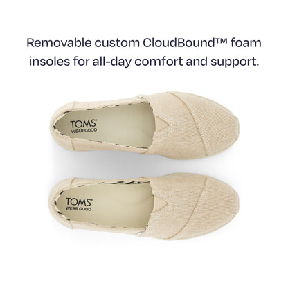 alpargata plus top down shot - featuring removable custom cloudbound foam insoles for all day comfort and support