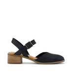 Jaclyn Black Leather Heel Side View