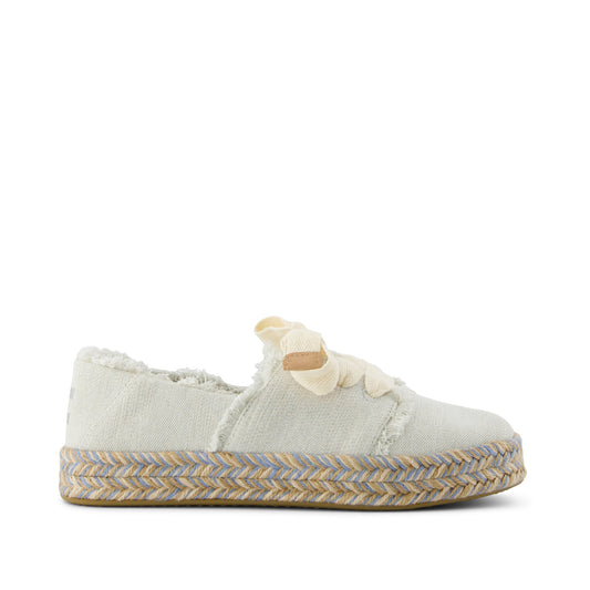 Carolina Lace-Up Espadrille - White Onyx Textured Denim Side View