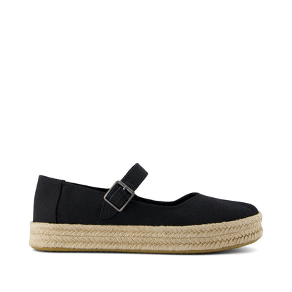 Carolina Mary Jane Espadrille - Black Heavy Canvas Side View