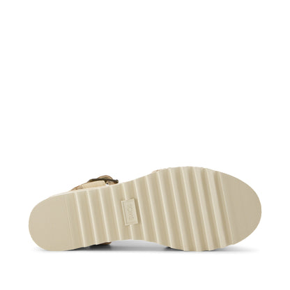 Diana Wedge Sandal - Champagne Metallic Basket Weave Bottom Sole View