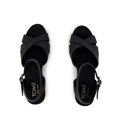 Majorca Rope Strappy Platform Sandal - Black Leather Top View