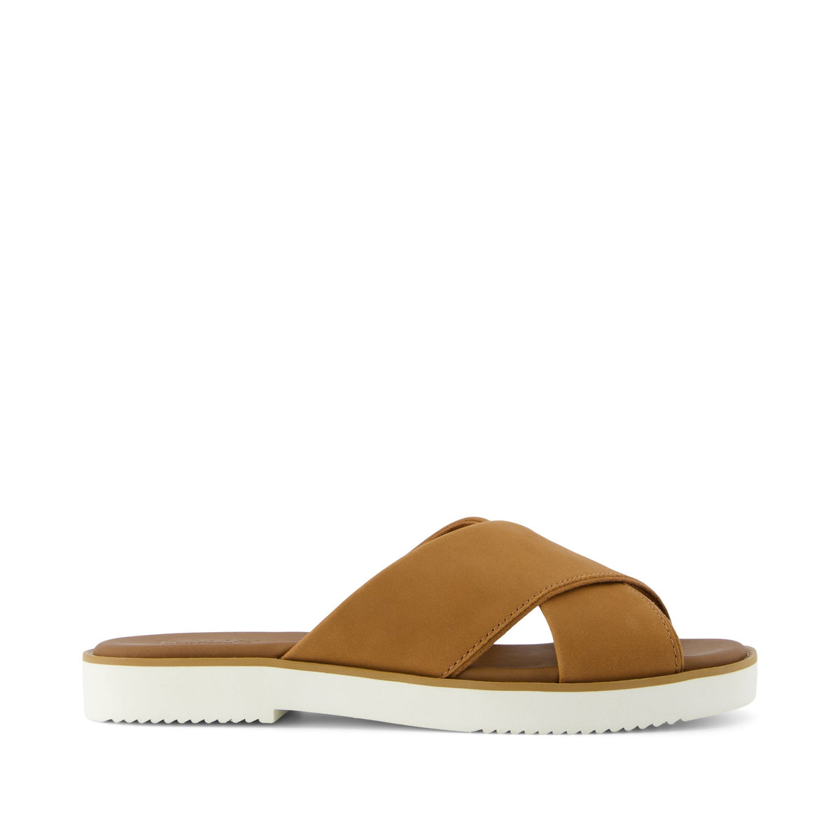 Mae Crossover Slide Sandal - Brown Sugar Leather Side View