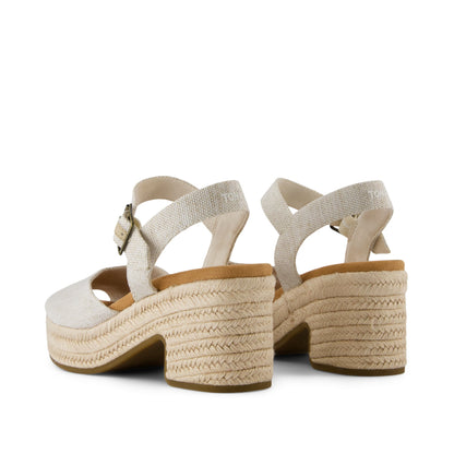 Isla Peep Toe Heeled Sandal - Natural Yarn Dye Back View