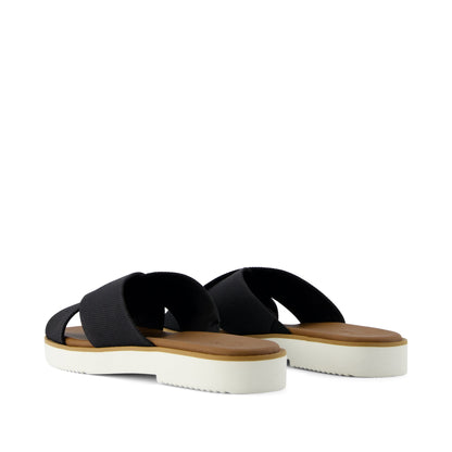 Mae Crossover Slide Sandal - Black Heavy Canvas Back View