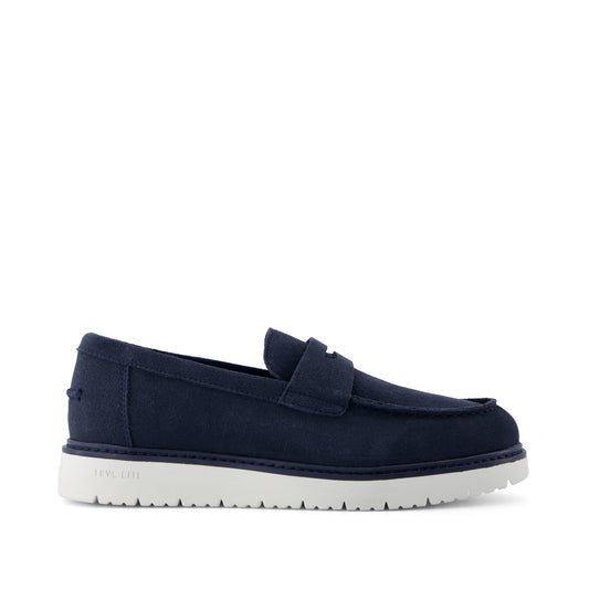 Navi TRVL LITE Havana Loafer - Navy Suede Side View